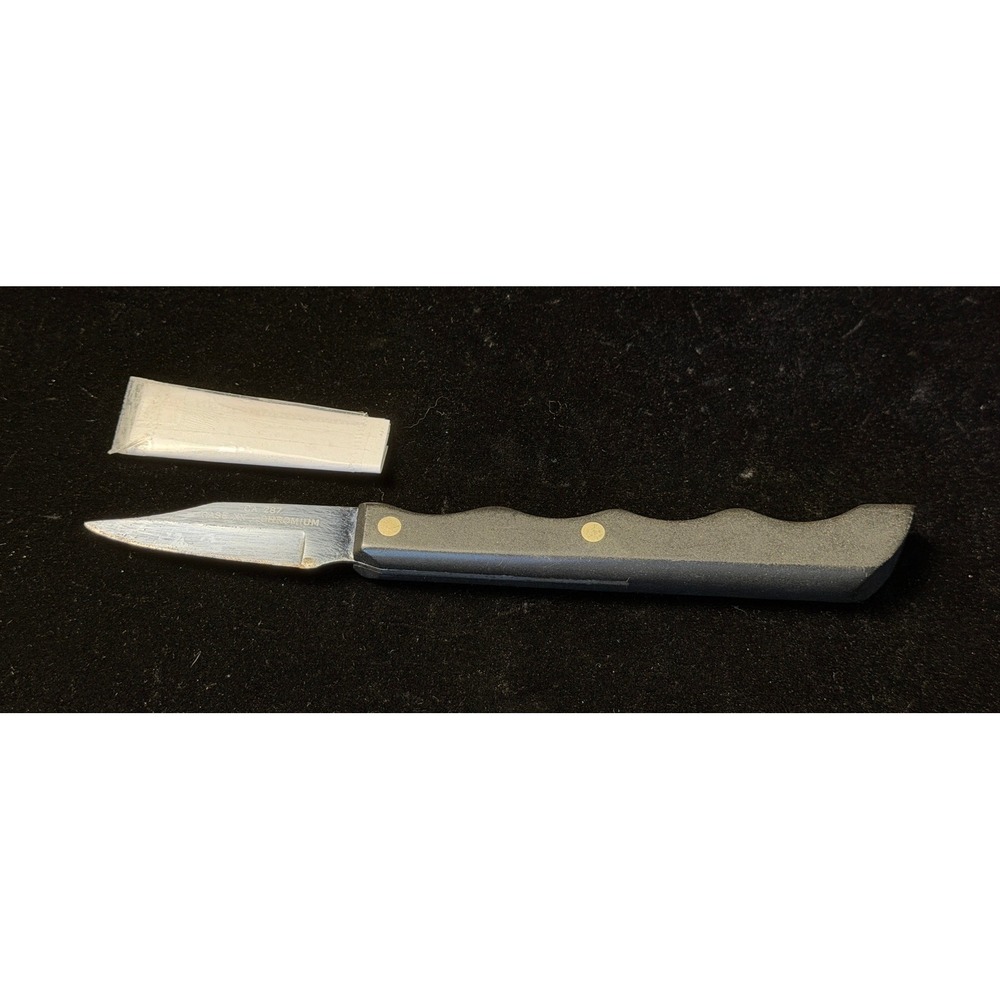 Vintage Paring Knife: Case XX Chromium, CA 287, Black Handle with Sheath